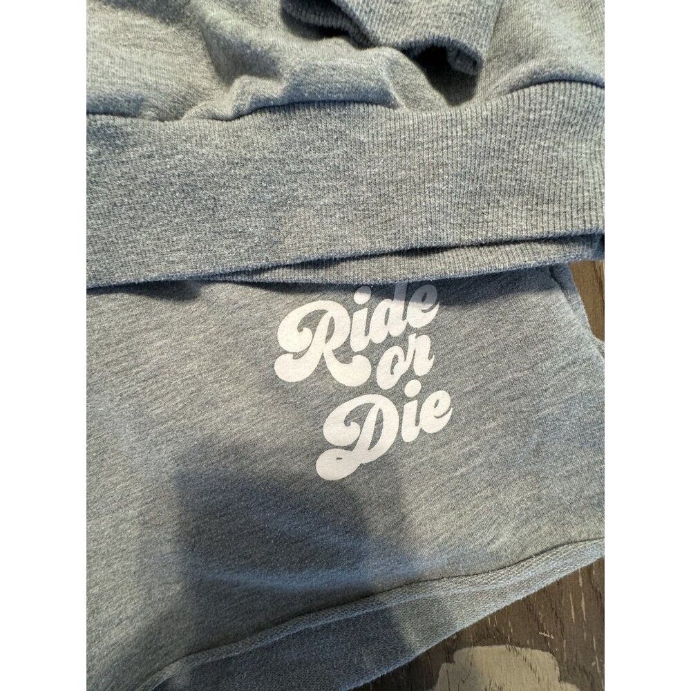Show Me Your Mumu Ride or Die Gray Graphic Sweatshirt Short set Oversized Small - Picture 3 of 16